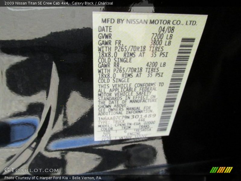 Galaxy Black / Charcoal 2009 Nissan Titan SE Crew Cab 4x4