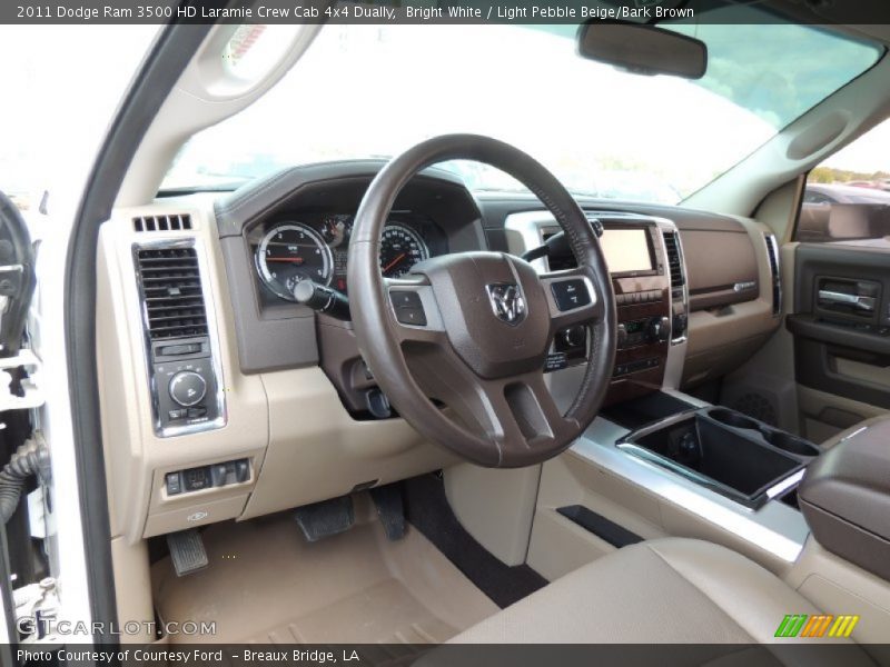 Bright White / Light Pebble Beige/Bark Brown 2011 Dodge Ram 3500 HD Laramie Crew Cab 4x4 Dually