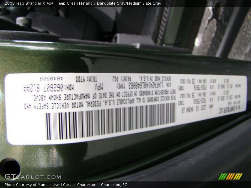 Jeep Green Metallic / Dark Slate Gray/Medium Slate Gray 2008 Jeep Wrangler X 4x4