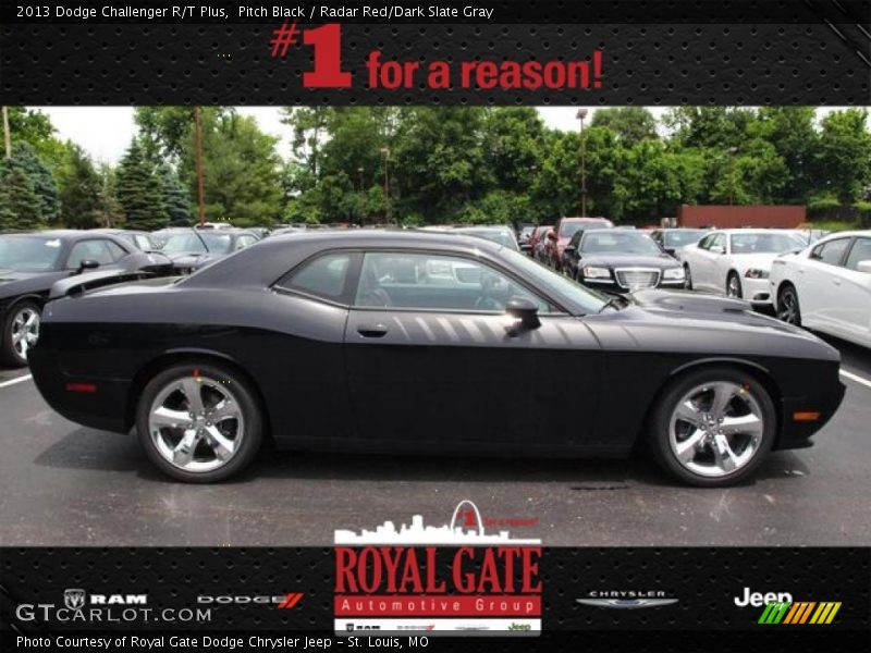 Pitch Black / Radar Red/Dark Slate Gray 2013 Dodge Challenger R/T Plus
