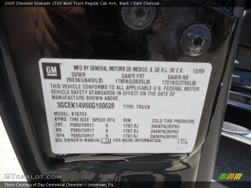 Black / Dark Charcoal 2006 Chevrolet Silverado 1500 Work Truck Regular Cab 4x4