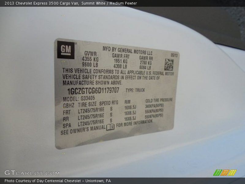 Summit White / Medium Pewter 2013 Chevrolet Express 3500 Cargo Van