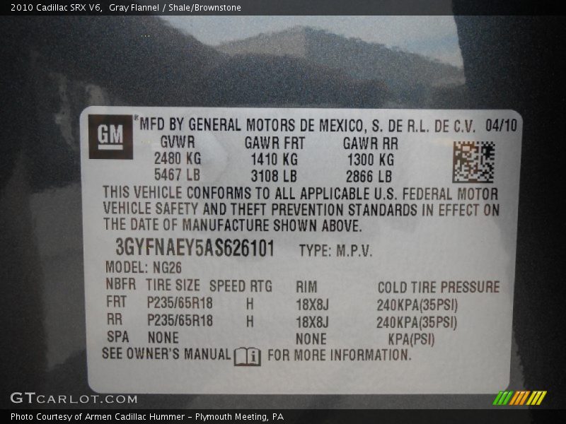 Gray Flannel / Shale/Brownstone 2010 Cadillac SRX V6