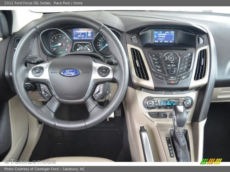 Race Red / Stone 2012 Ford Focus SEL Sedan