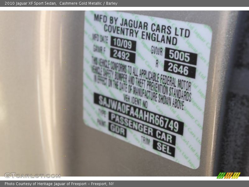 Cashmere Gold Metallic / Barley 2010 Jaguar XF Sport Sedan