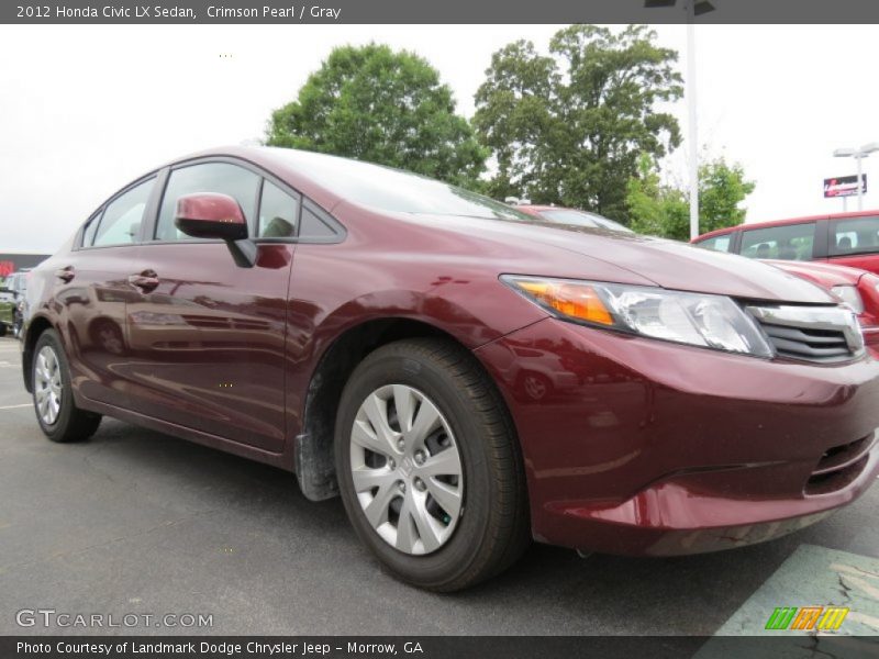 Crimson Pearl / Gray 2012 Honda Civic LX Sedan