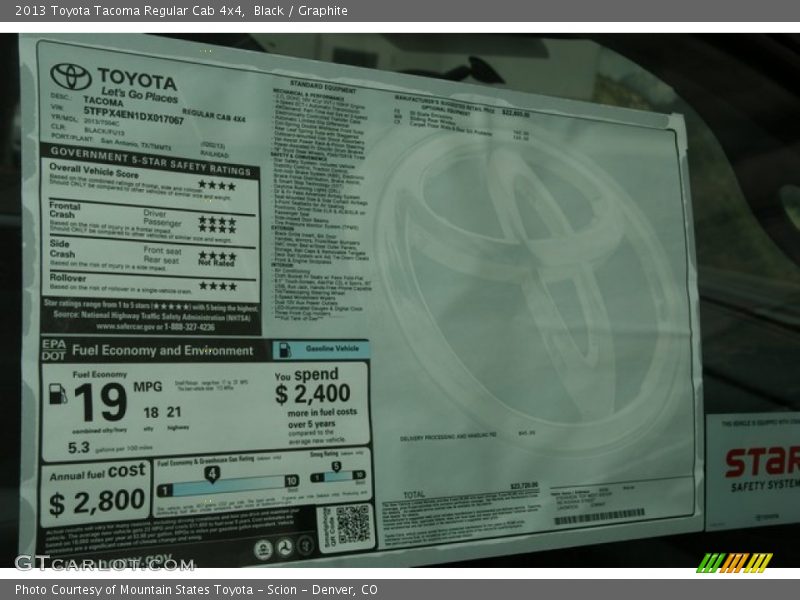 Black / Graphite 2013 Toyota Tacoma Regular Cab 4x4