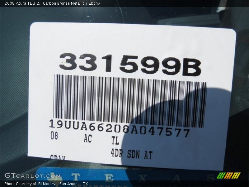 Carbon Bronze Metallic / Ebony 2008 Acura TL 3.2