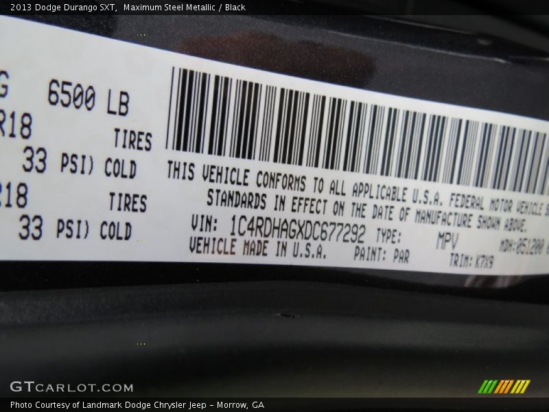 Maximum Steel Metallic / Black 2013 Dodge Durango SXT