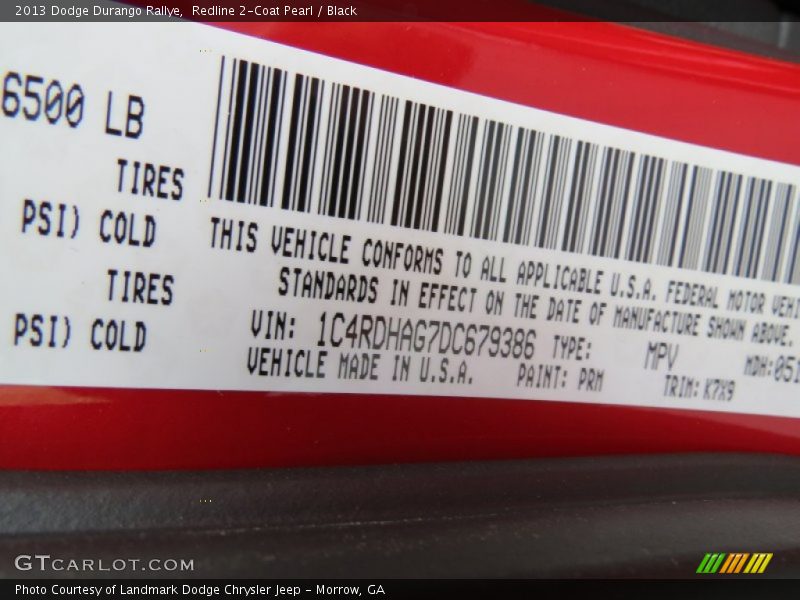 Redline 2-Coat Pearl / Black 2013 Dodge Durango Rallye