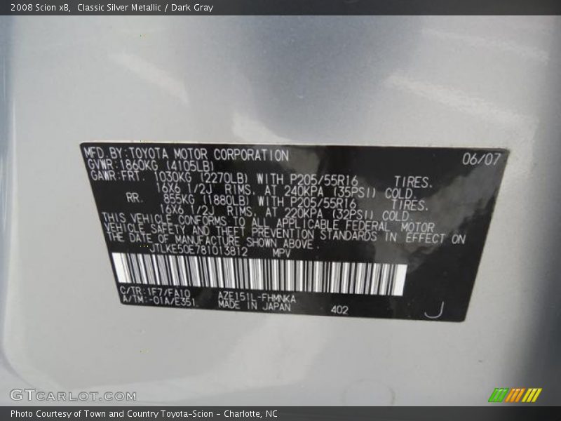 Classic Silver Metallic / Dark Gray 2008 Scion xB