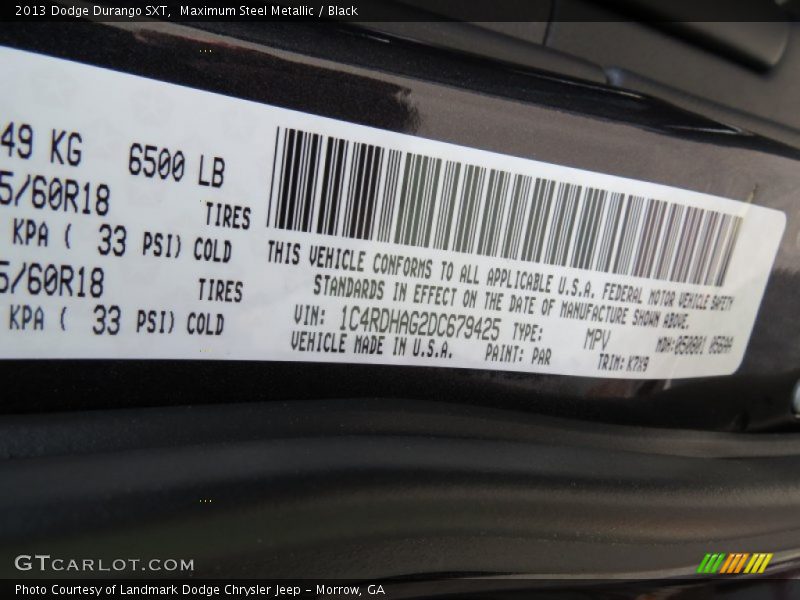 Maximum Steel Metallic / Black 2013 Dodge Durango SXT
