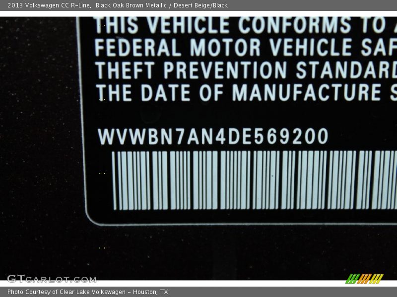 Black Oak Brown Metallic / Desert Beige/Black 2013 Volkswagen CC R-Line