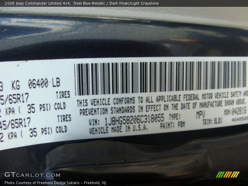 Steel Blue Metallic / Dark Khaki/Light Graystone 2006 Jeep Commander Limited 4x4