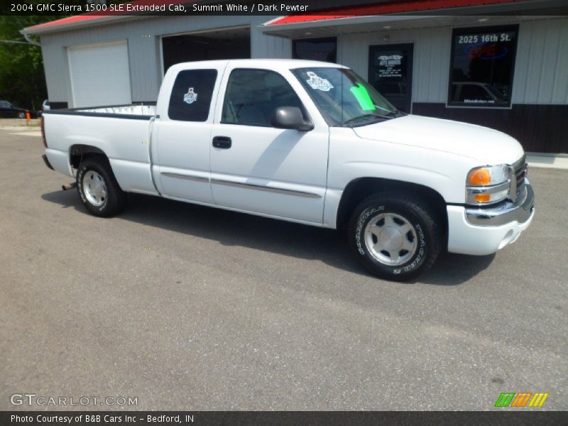 Summit White / Dark Pewter 2004 GMC Sierra 1500 SLE Extended Cab