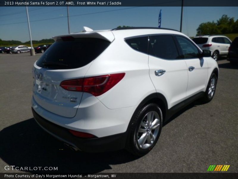 Frost White Pearl / Saddle 2013 Hyundai Santa Fe Sport 2.0T AWD