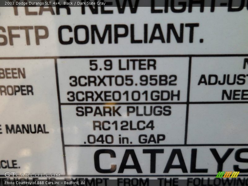 Black / Dark Slate Gray 2003 Dodge Durango SLT 4x4