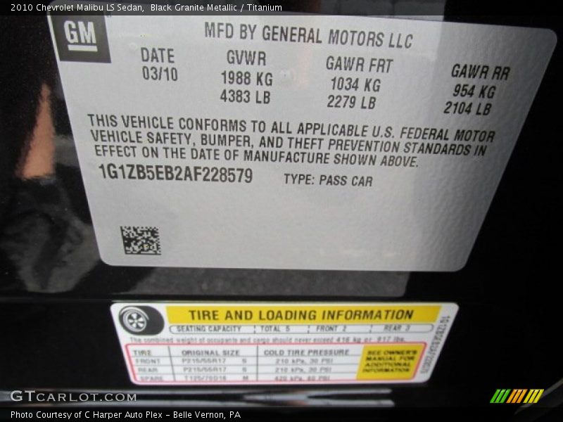 Black Granite Metallic / Titanium 2010 Chevrolet Malibu LS Sedan