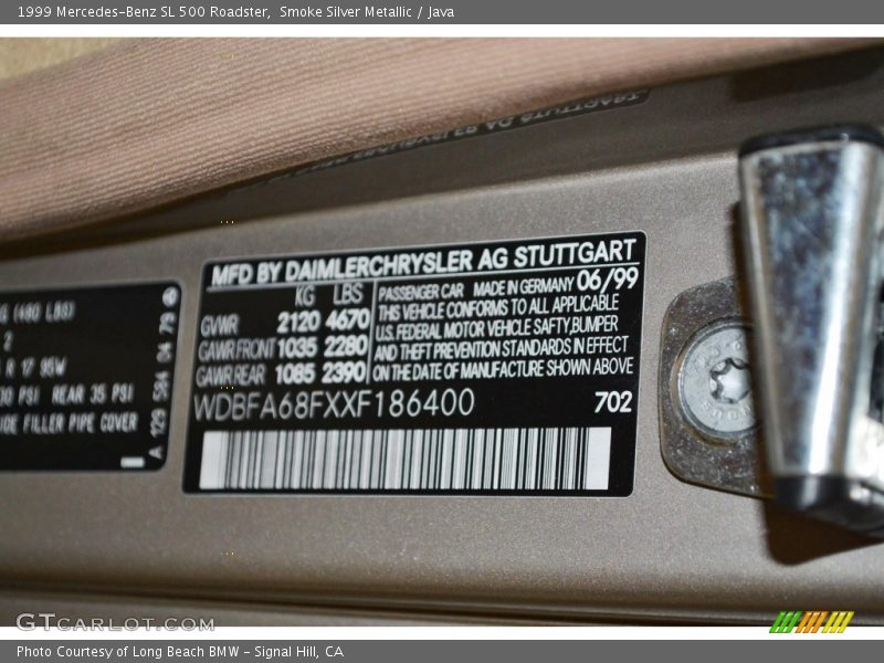 Smoke Silver Metallic / Java 1999 Mercedes-Benz SL 500 Roadster