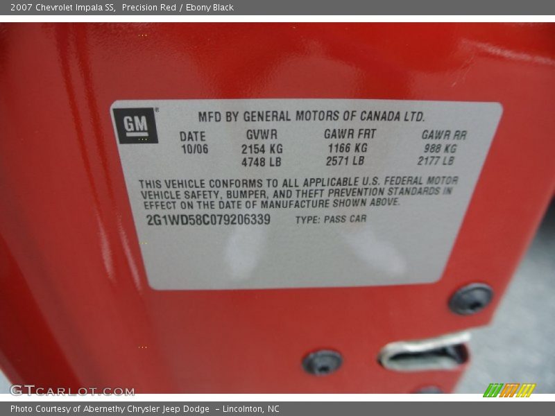 Precision Red / Ebony Black 2007 Chevrolet Impala SS