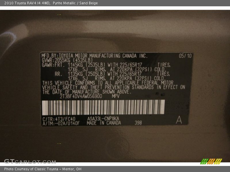 Pyrite Metallic / Sand Beige 2010 Toyota RAV4 I4 4WD