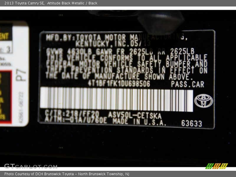 Attitude Black Metallic / Black 2013 Toyota Camry SE