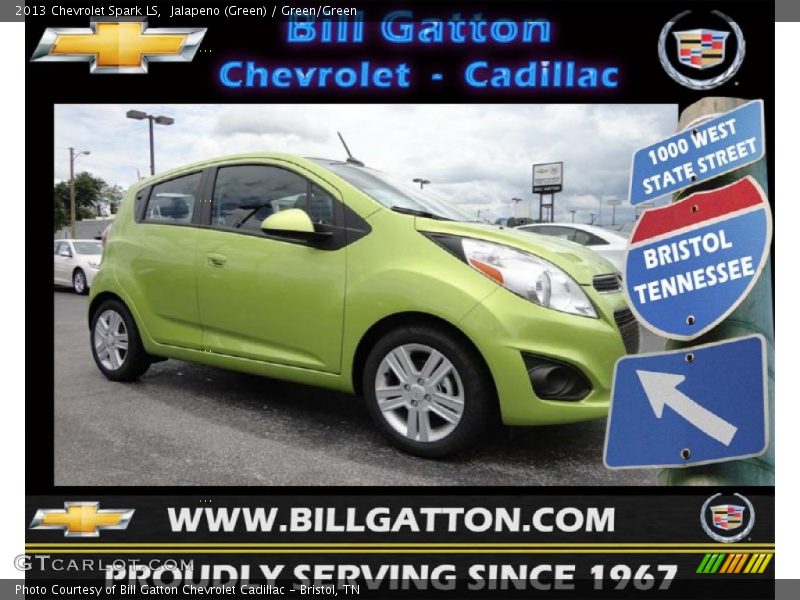 Jalapeno (Green) / Green/Green 2013 Chevrolet Spark LS
