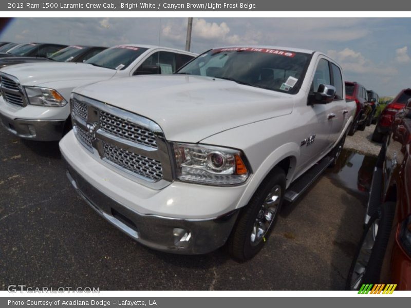 Bright White / Canyon Brown/Light Frost Beige 2013 Ram 1500 Laramie Crew Cab