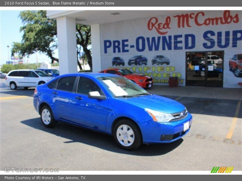 Blue Flame Metallic / Medium Stone 2010 Ford Focus S Sedan