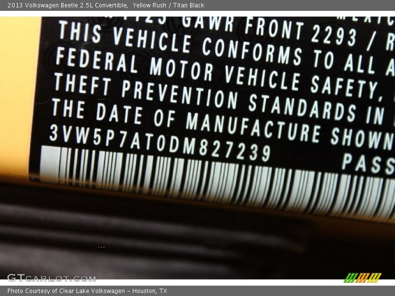 Yellow Rush / Titan Black 2013 Volkswagen Beetle 2.5L Convertible