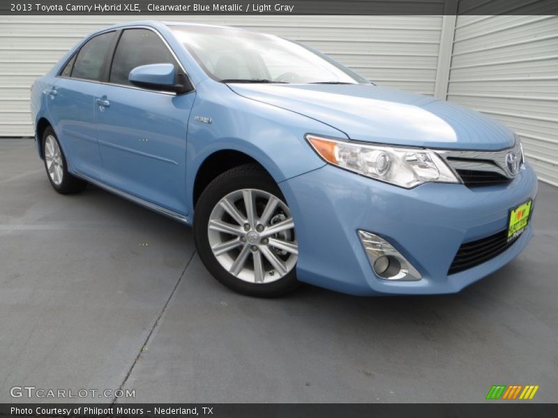 Clearwater Blue Metallic / Light Gray 2013 Toyota Camry Hybrid XLE