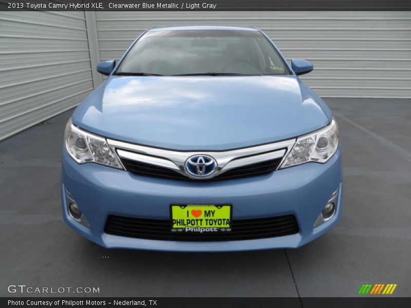 Clearwater Blue Metallic / Light Gray 2013 Toyota Camry Hybrid XLE