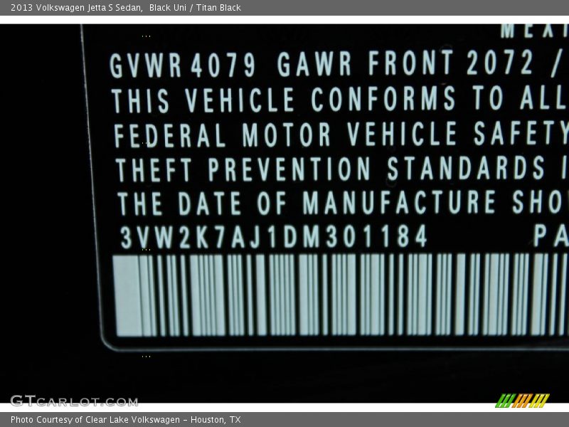 Black Uni / Titan Black 2013 Volkswagen Jetta S Sedan