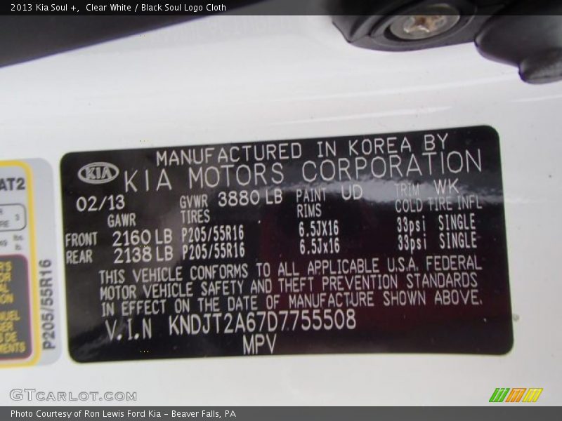 Clear White / Black Soul Logo Cloth 2013 Kia Soul +