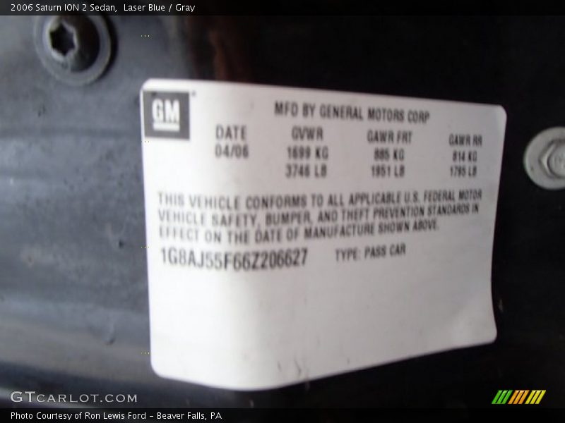 Laser Blue / Gray 2006 Saturn ION 2 Sedan