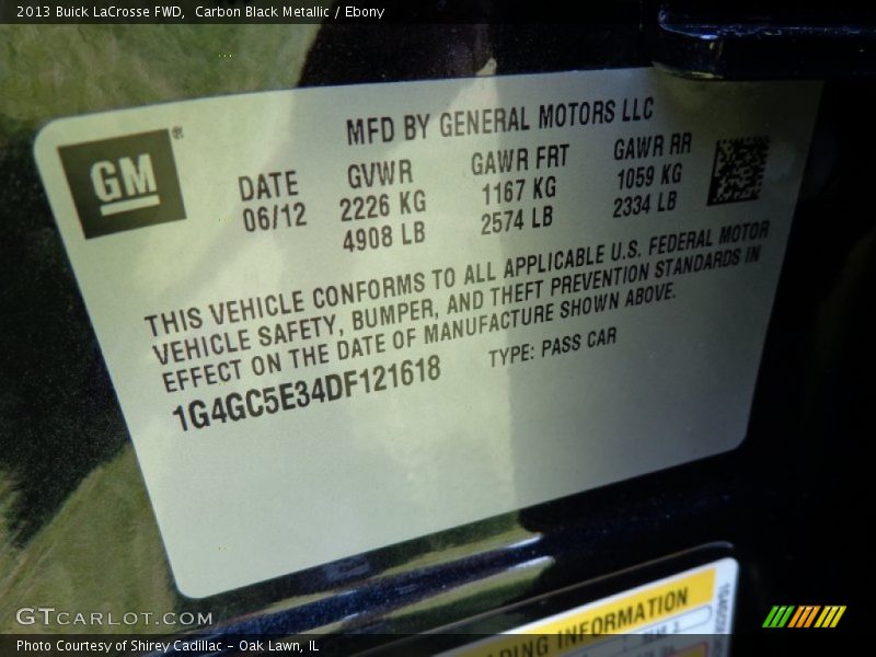 Carbon Black Metallic / Ebony 2013 Buick LaCrosse FWD