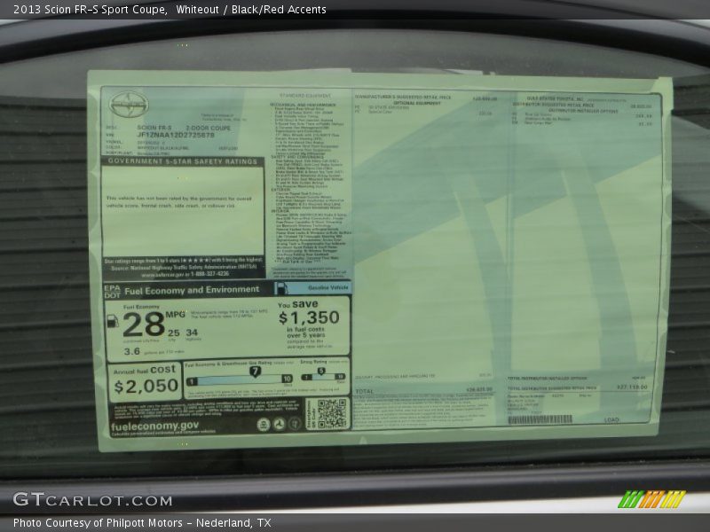 Whiteout / Black/Red Accents 2013 Scion FR-S Sport Coupe