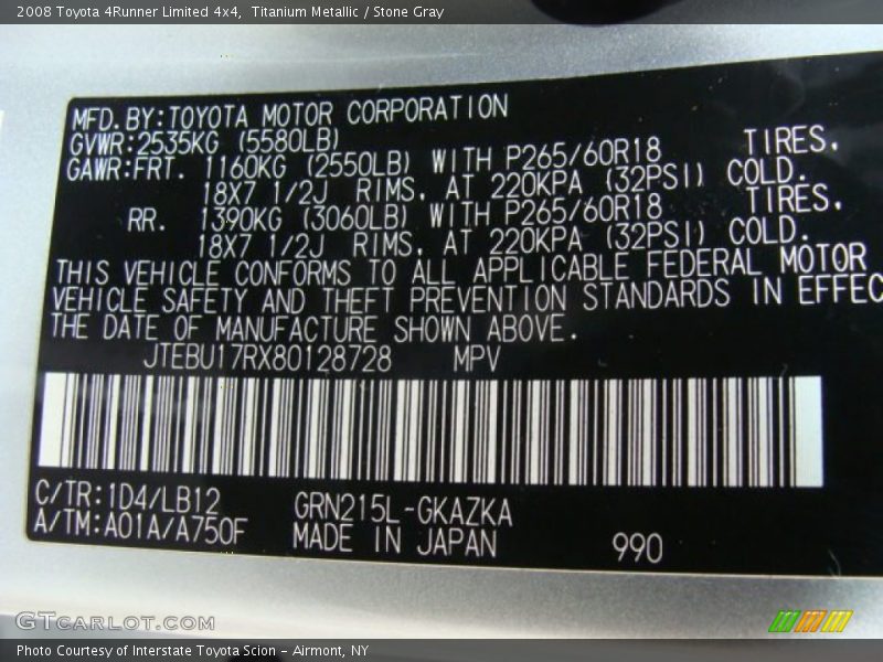 Titanium Metallic / Stone Gray 2008 Toyota 4Runner Limited 4x4