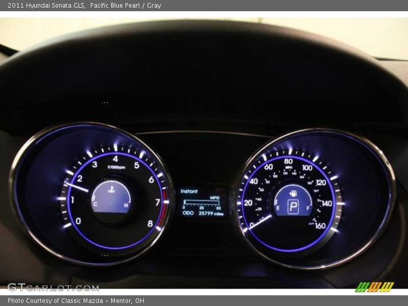 Pacific Blue Pearl / Gray 2011 Hyundai Sonata GLS