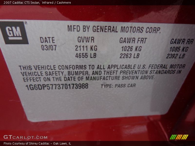 Infrared / Cashmere 2007 Cadillac CTS Sedan