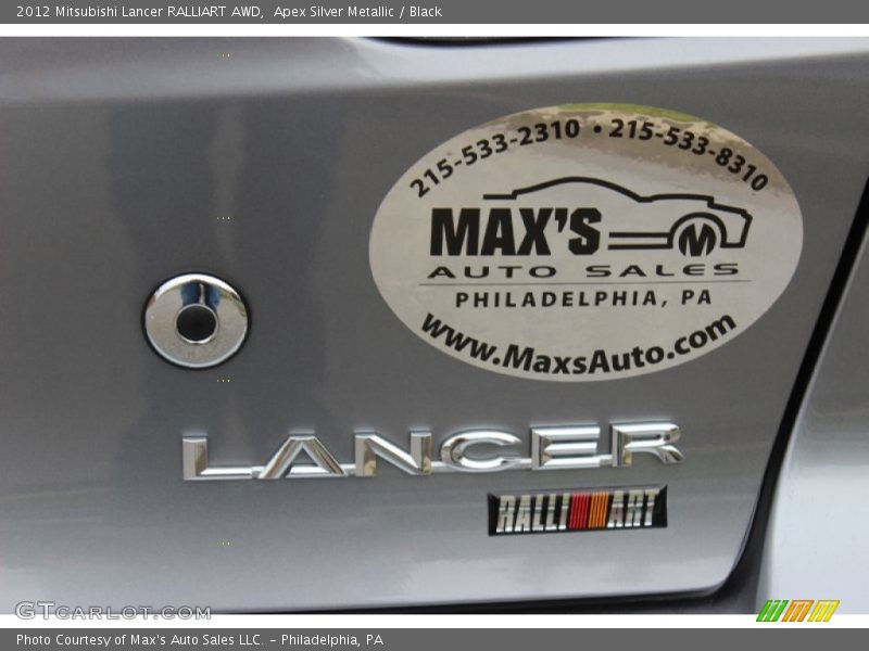 Apex Silver Metallic / Black 2012 Mitsubishi Lancer RALLIART AWD