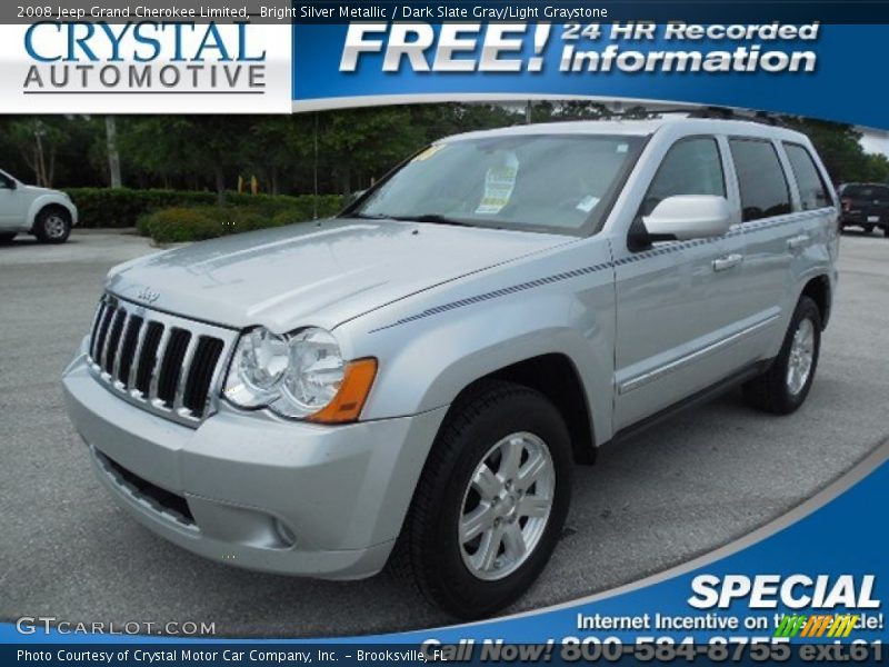 Bright Silver Metallic / Dark Slate Gray/Light Graystone 2008 Jeep Grand Cherokee Limited