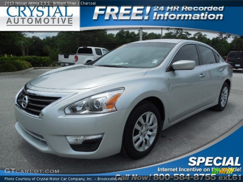 Brilliant Silver / Charcoal 2013 Nissan Altima 2.5 S