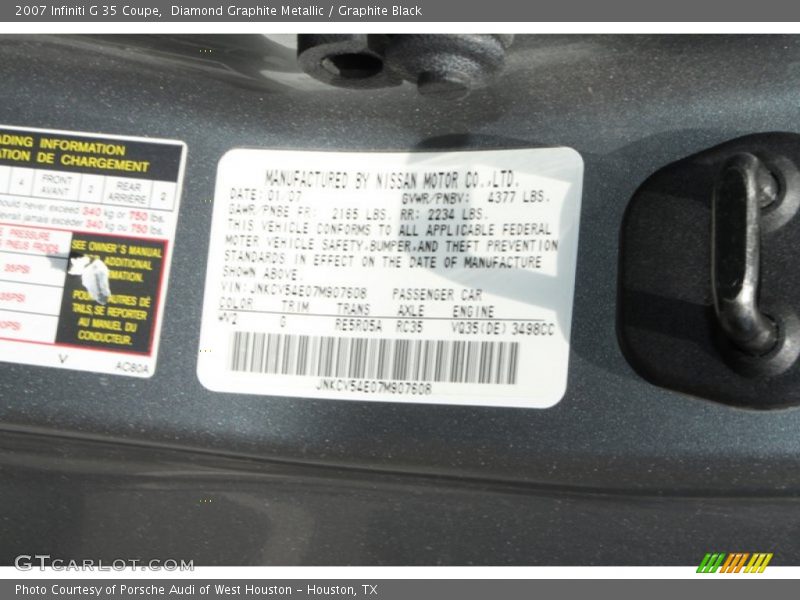 Diamond Graphite Metallic / Graphite Black 2007 Infiniti G 35 Coupe