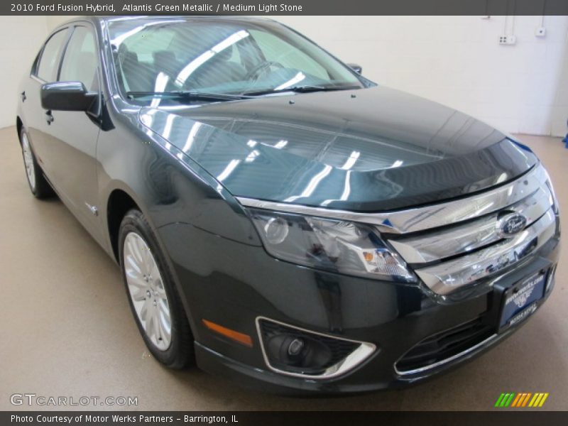 Atlantis Green Metallic / Medium Light Stone 2010 Ford Fusion Hybrid