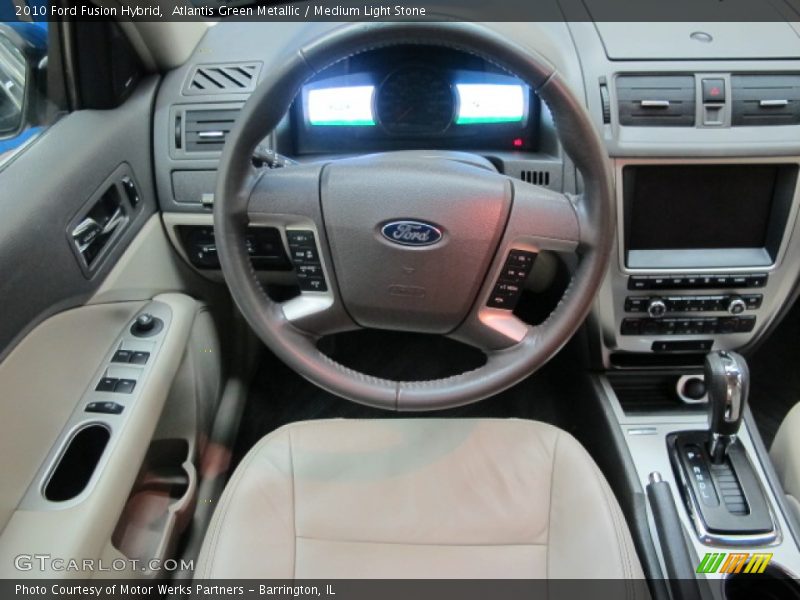 Atlantis Green Metallic / Medium Light Stone 2010 Ford Fusion Hybrid