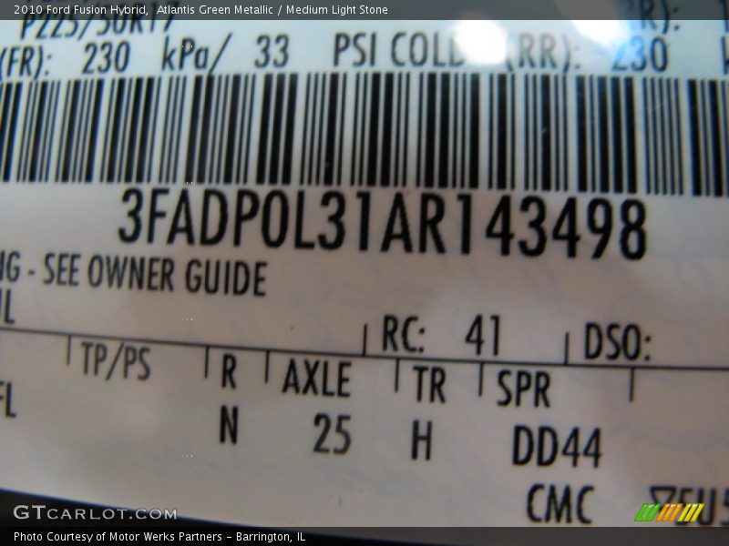 Atlantis Green Metallic / Medium Light Stone 2010 Ford Fusion Hybrid