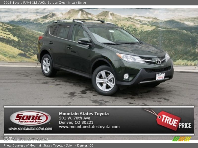 Spruce Green Mica / Beige 2013 Toyota RAV4 XLE AWD