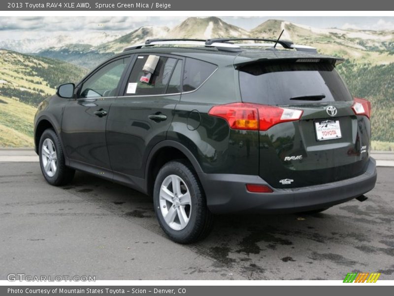 Spruce Green Mica / Beige 2013 Toyota RAV4 XLE AWD