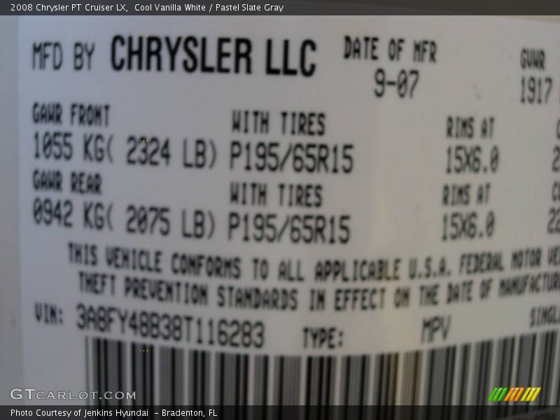 Cool Vanilla White / Pastel Slate Gray 2008 Chrysler PT Cruiser LX